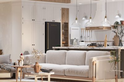 salon ve mutfak geniş açı